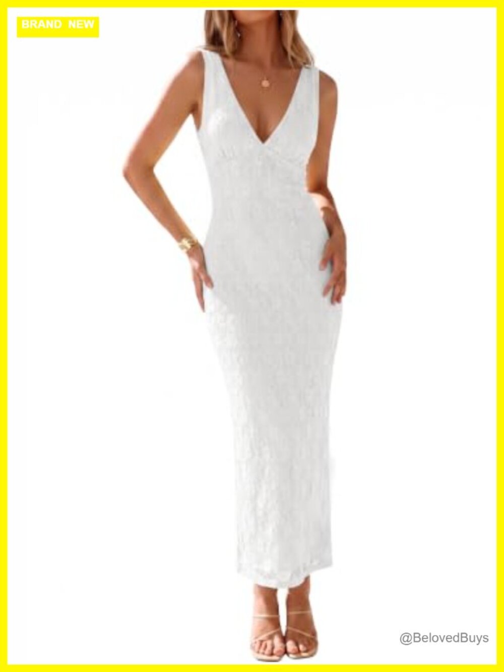 V Neck Lace Maxi Dress Bodycon Backless Sleeveless Cocktail Party